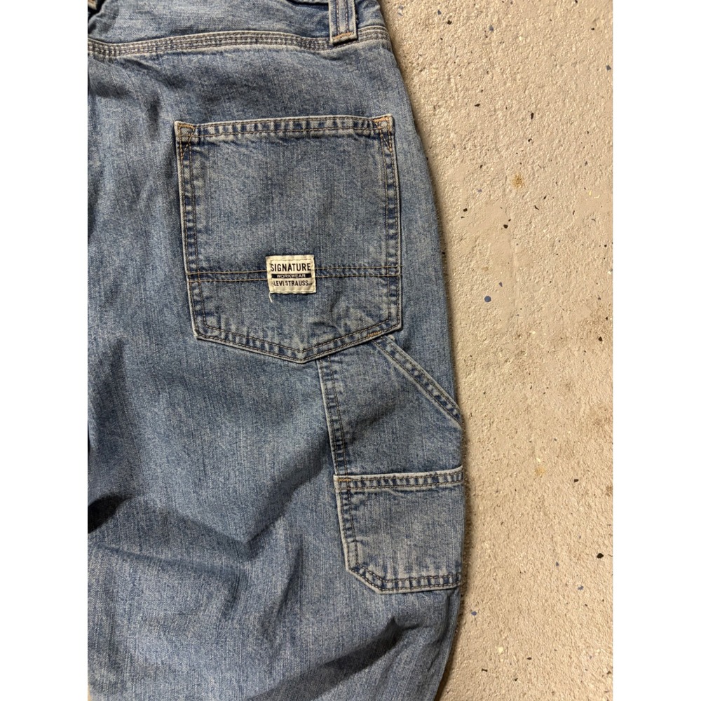Signature by Levi Strauss Mens Carpenter Jeans Light Wash Blue W34 L32 Utility - Picture 5 of 5